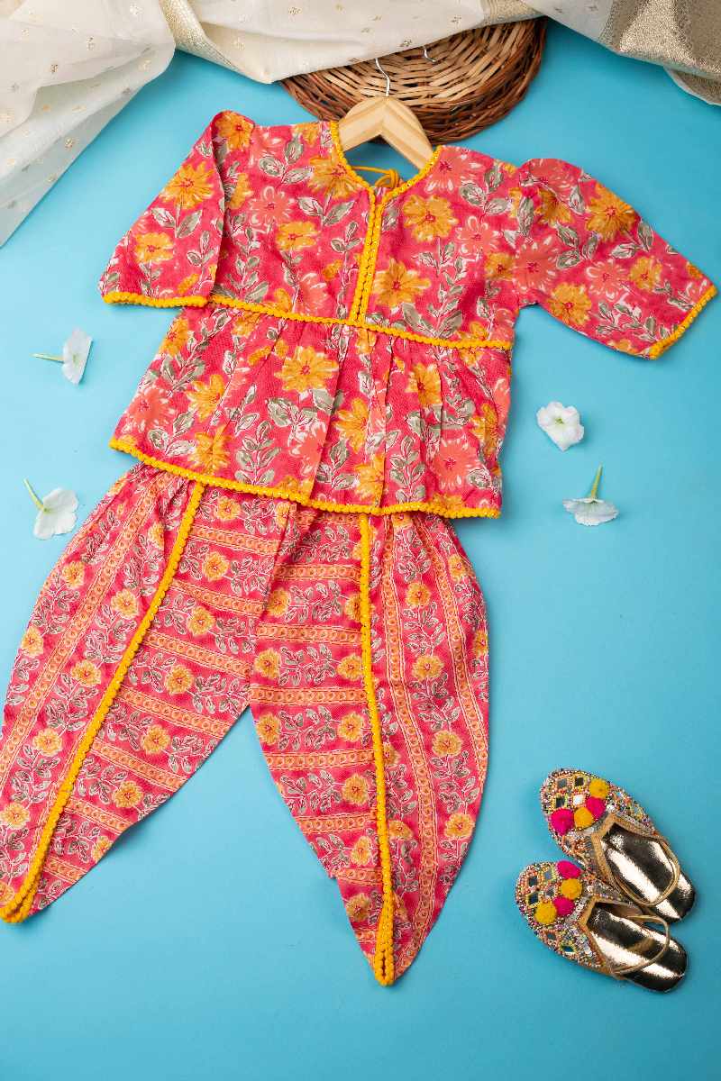 Image for Kusvaa Grw026 Uditi Cotton Girls Kurta Dhoti Pant Set Front