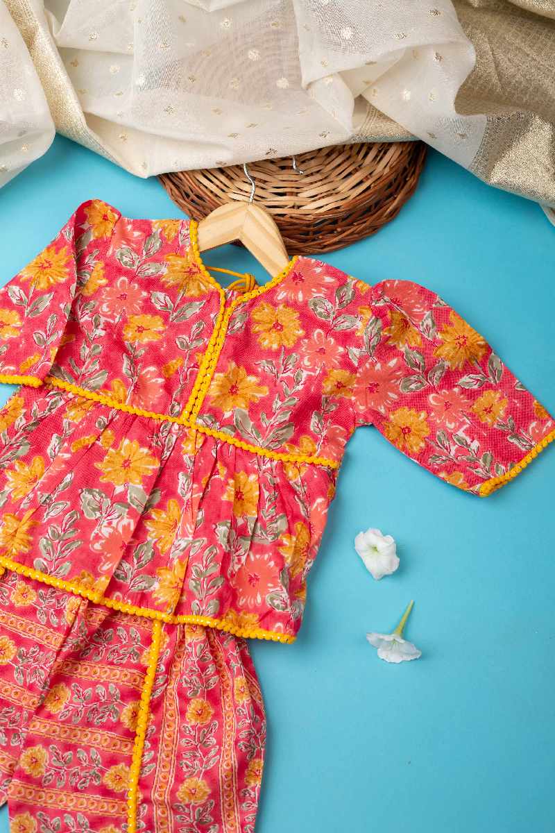 Image for Kusvaa Grw026 Uditi Cotton Girls Kurta Dhoti Pant Set Side