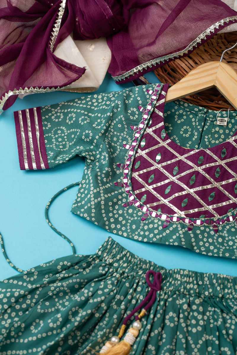 Image for Kusvaa Grw027 Divyami Cotton Girls Skirt Top And Dupatta Set Neck