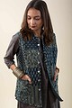 Image for Kusvaa Jak002 Vibha Quilted Sleeveless Reversible Silk Jacket Front