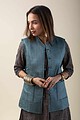Image for Kusvaa Jak002 Vibha Quilted Sleeveless Reversible Silk Jacket Side