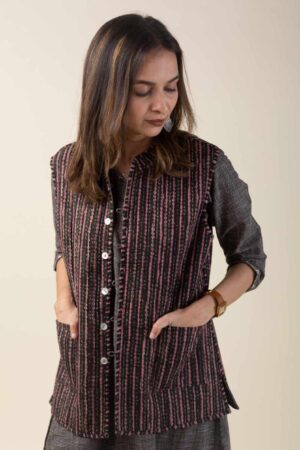 Image for Kusvaa Jak005 Akhila Quilted Sleeveless Reversible Silk Jacket Featured