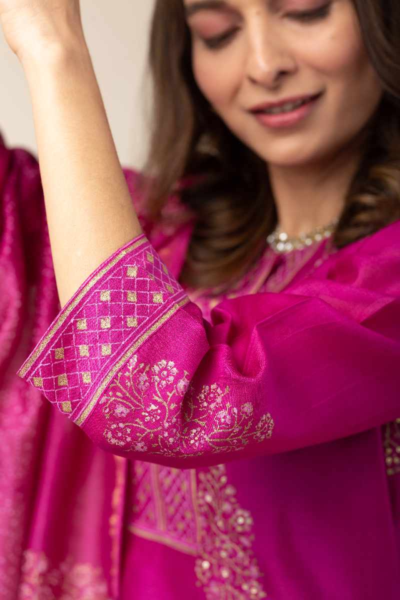 Image for Kusvaa Kds003 Arya Chanderi Kurta With Dupatta Set Closeup 2
