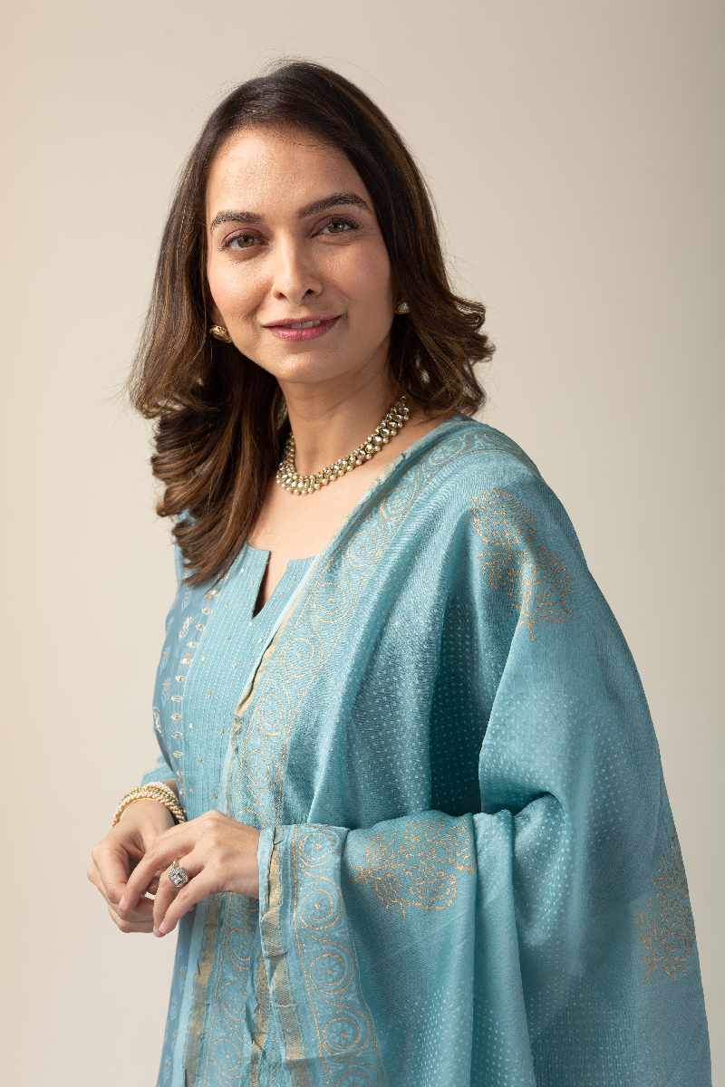 Image for Kusvaa Kds004 Aryashri Chanderi Kurta With Dupatta Set Featured