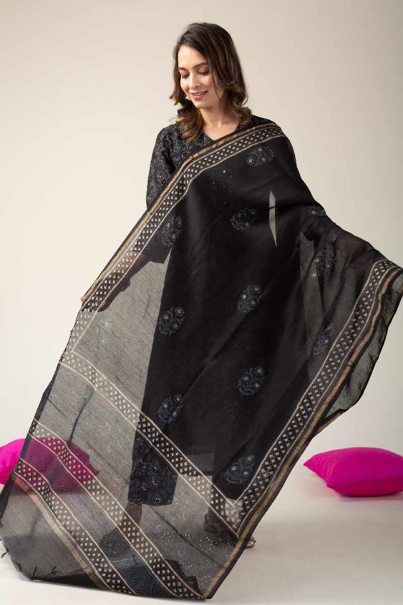 Image for Kusvaa Kds005 Anukta Chanderi Kurta With Dupatta Set Front