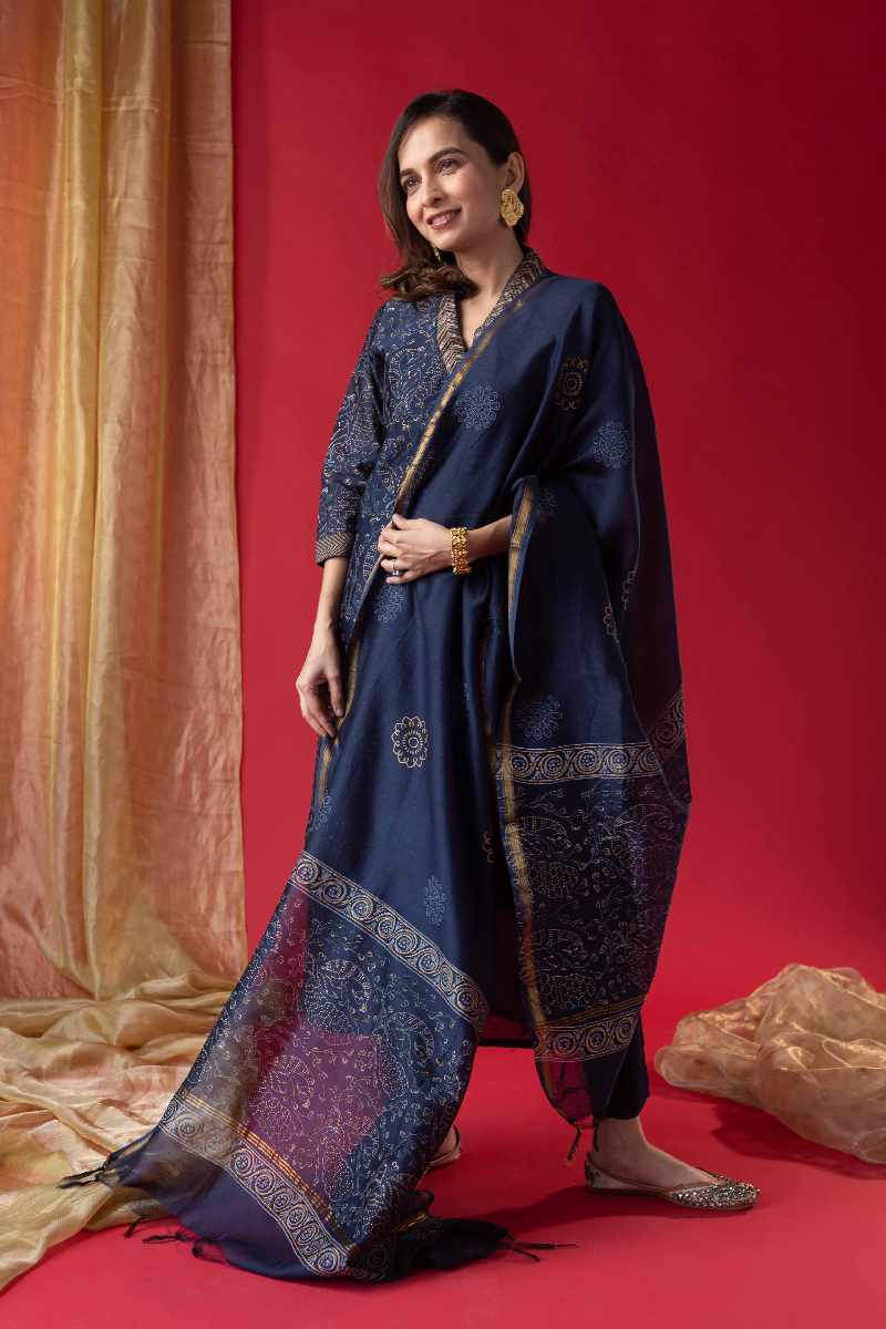 Image for Kusvaa Kds006 Sambita Chanderi Kurta With Dupatta Set Front