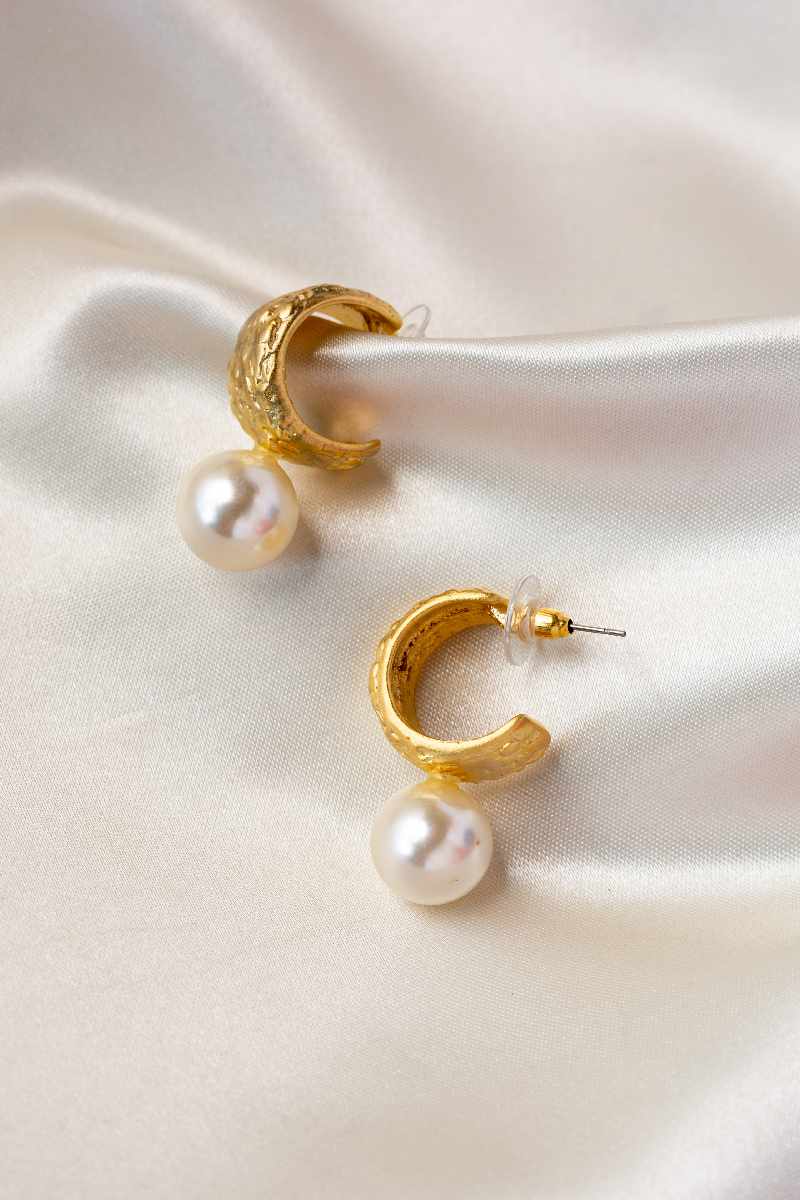 Image for Kusvaa Kpe442 Athena Golden Stud Earrings Side