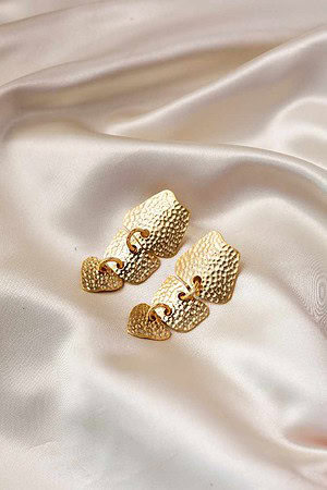 Image for Kusvaa Kpe454 Athena Golden Stud Earrings Closeup 2