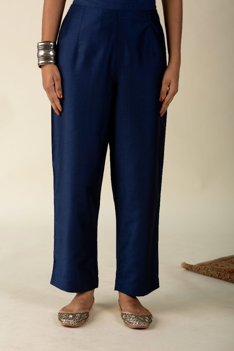 Image for Kusvaa Pnt005 Ujayati Viscose Silk Pant Indigo Featured