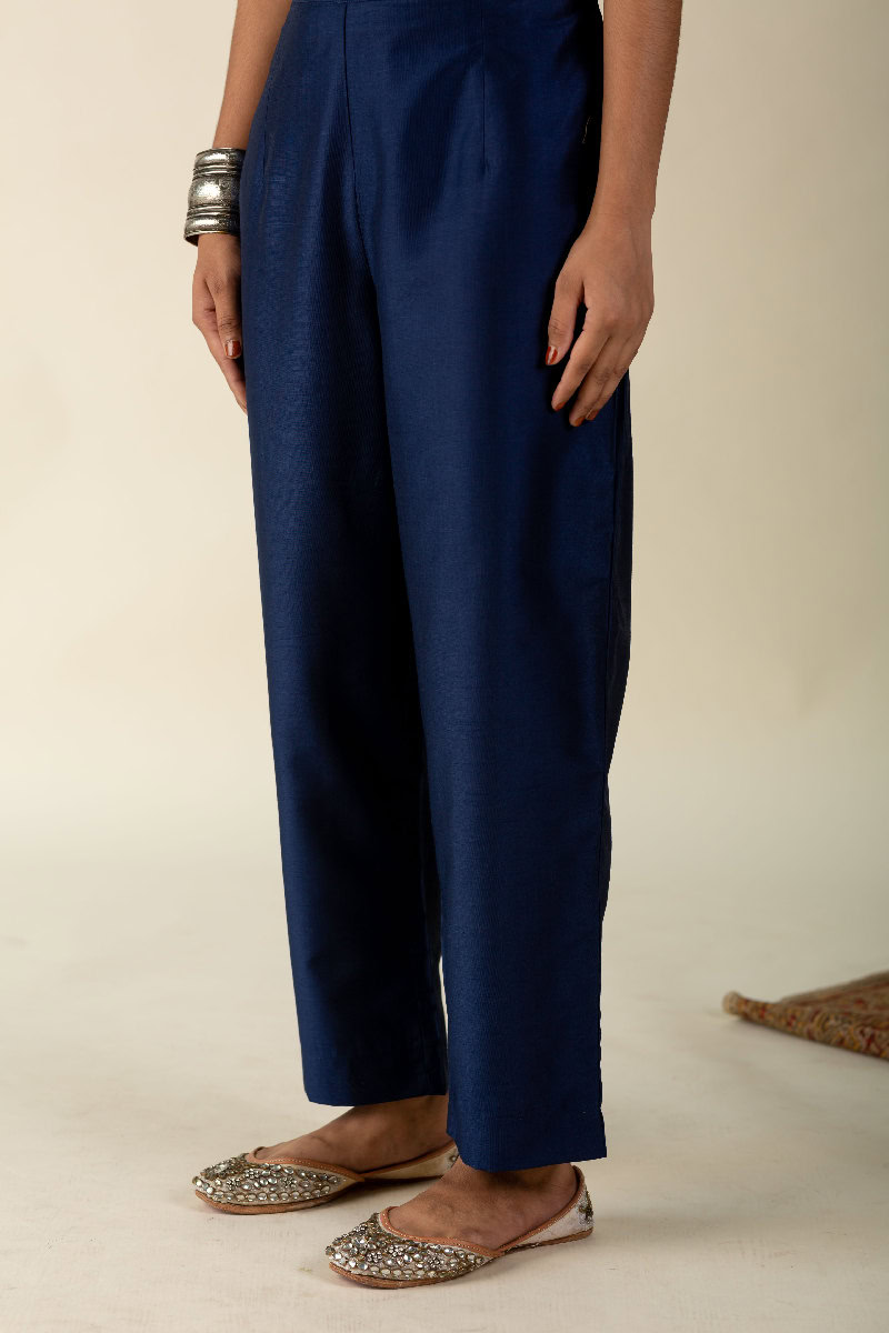 Image for Kusvaa Pnt005 Ujayati Viscose Silk Pant Indigo Front