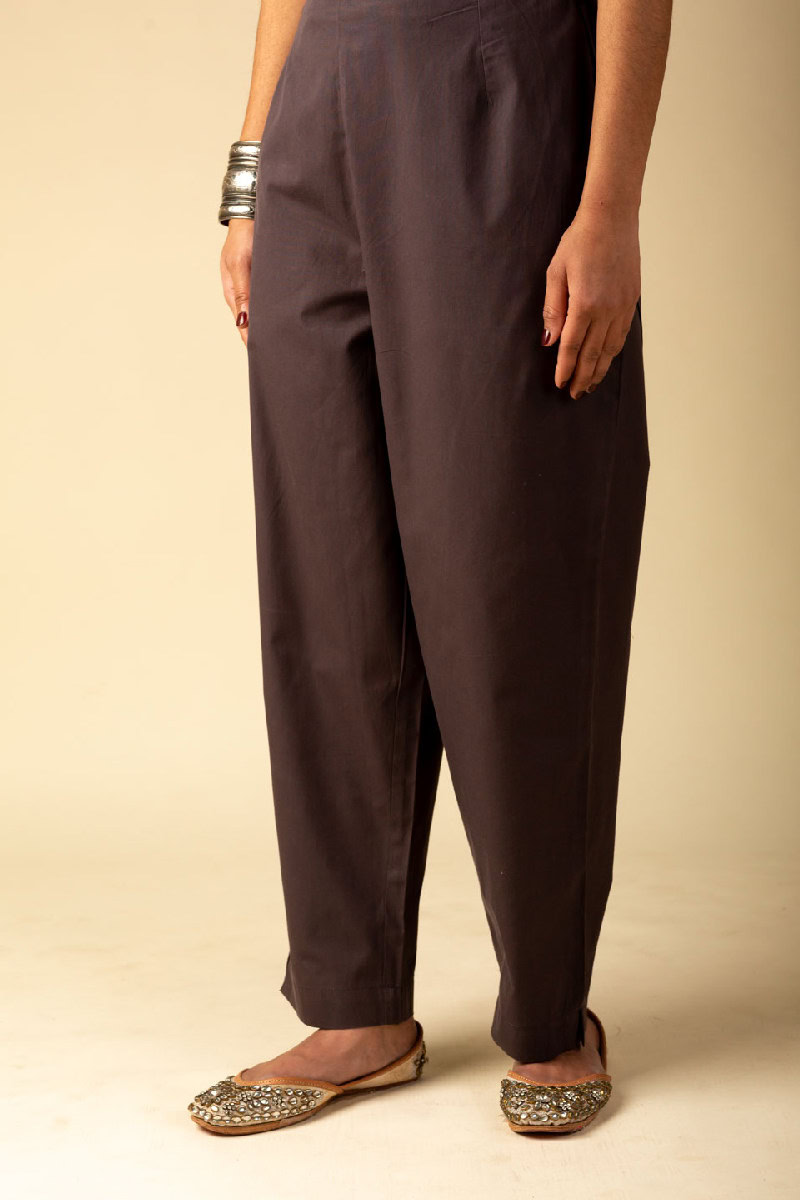 Image for Kusvaa Pnt006 Esha Cotton Poplin Pant Charcolgrey Side