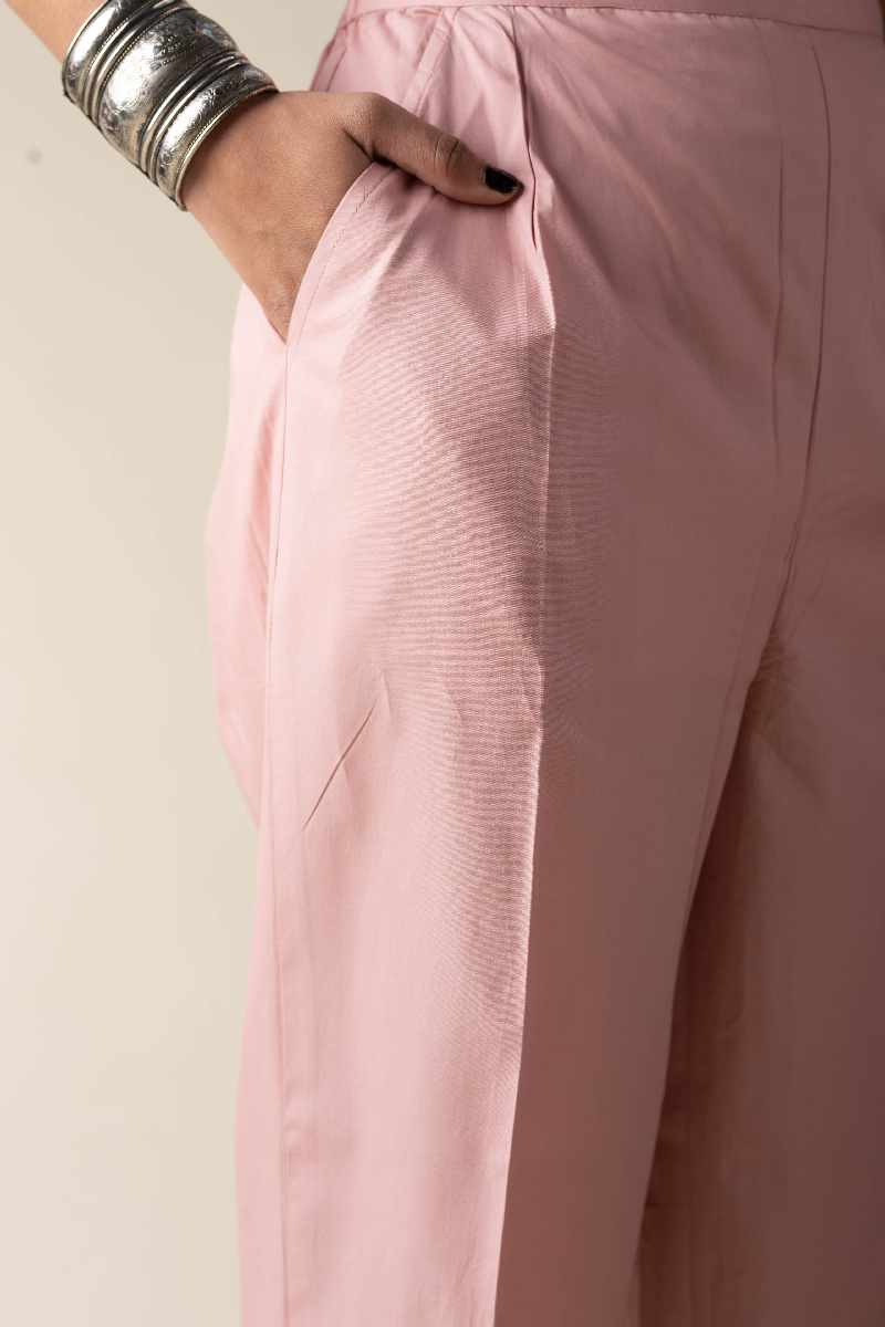 Image for Kusvaa Pnt006 Esha Cotton Poplin Pant Charmpink Closeup 4