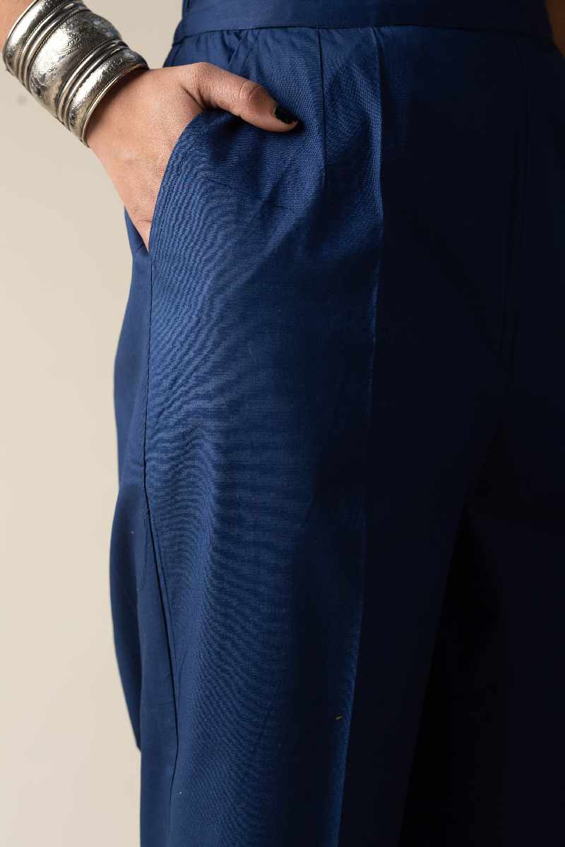 Image for Kusvaa Pnt006 Esha Cotton Poplin Pant Indigo Front