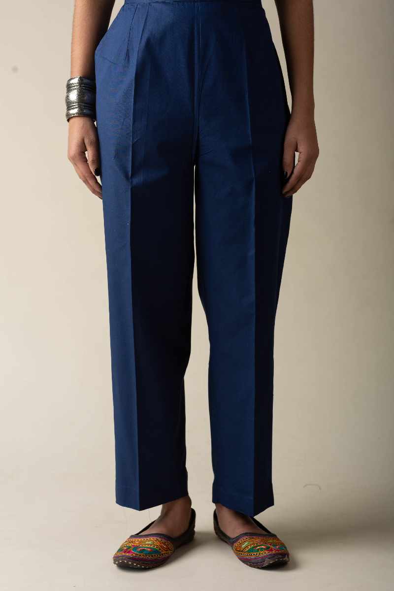 Image for Kusvaa Pnt006 Esha Cotton Poplin Pant Indigo Side