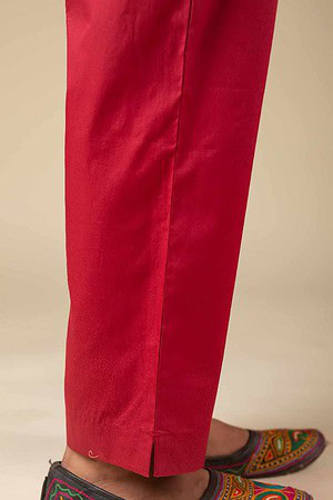 Image for Kusvaa Pnt006 Esha Cotton Poplin Pant Maroon Closeup