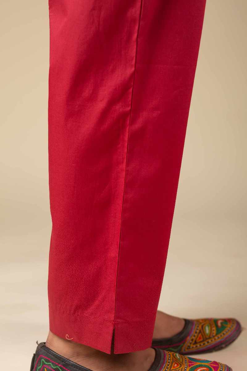 Image for Kusvaa Pnt006 Esha Cotton Poplin Pant Maroon Closeup