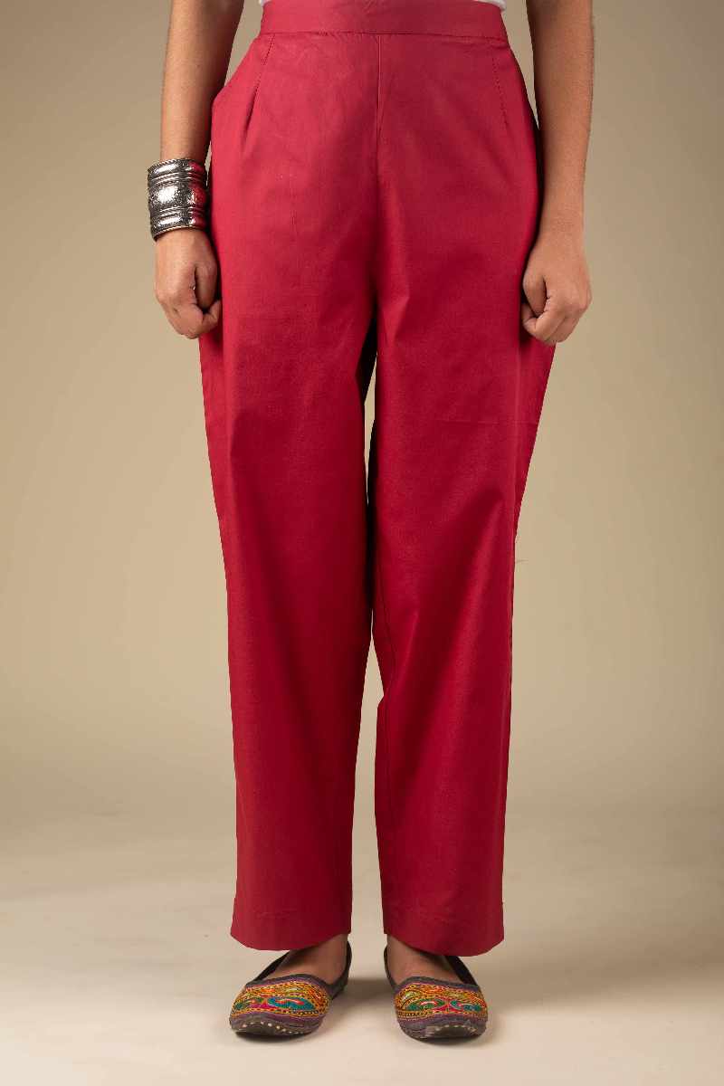 Image for Kusvaa Pnt006 Esha Cotton Poplin Pant Maroon Featured