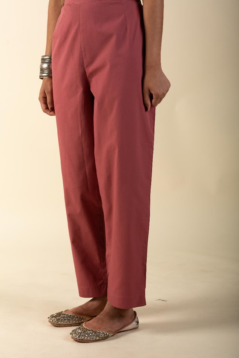 Image for Kusvaa Pnt006 Esha Cotton Poplin Pant Mauve Closeup