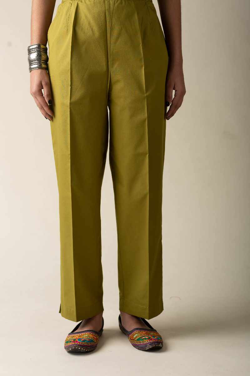 Image for Kusvaa Pnt006 Esha Cotton Poplin Pant Mehendigreen Pocket