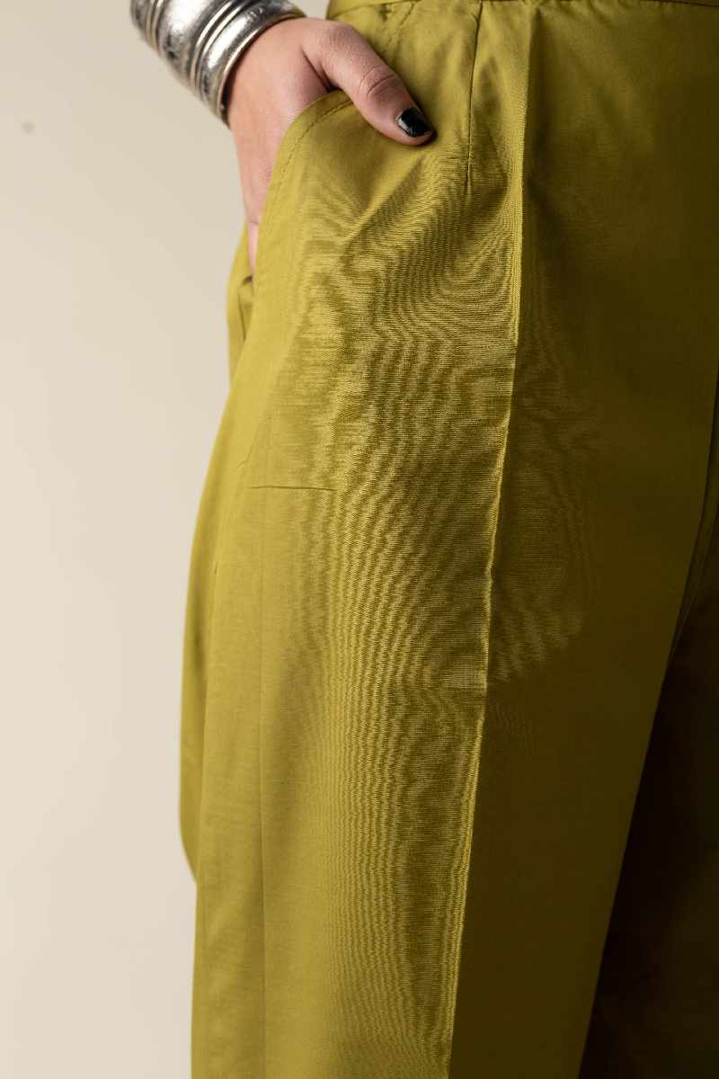 Image for Kusvaa Pnt006 Esha Cotton Poplin Pant Mehendigreen Sleeves