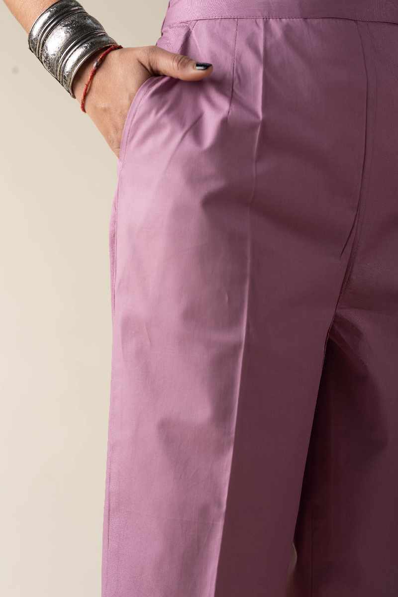 Image for Kusvaa Pnt006 Esha Cotton Poplin Pant Onionpink Front