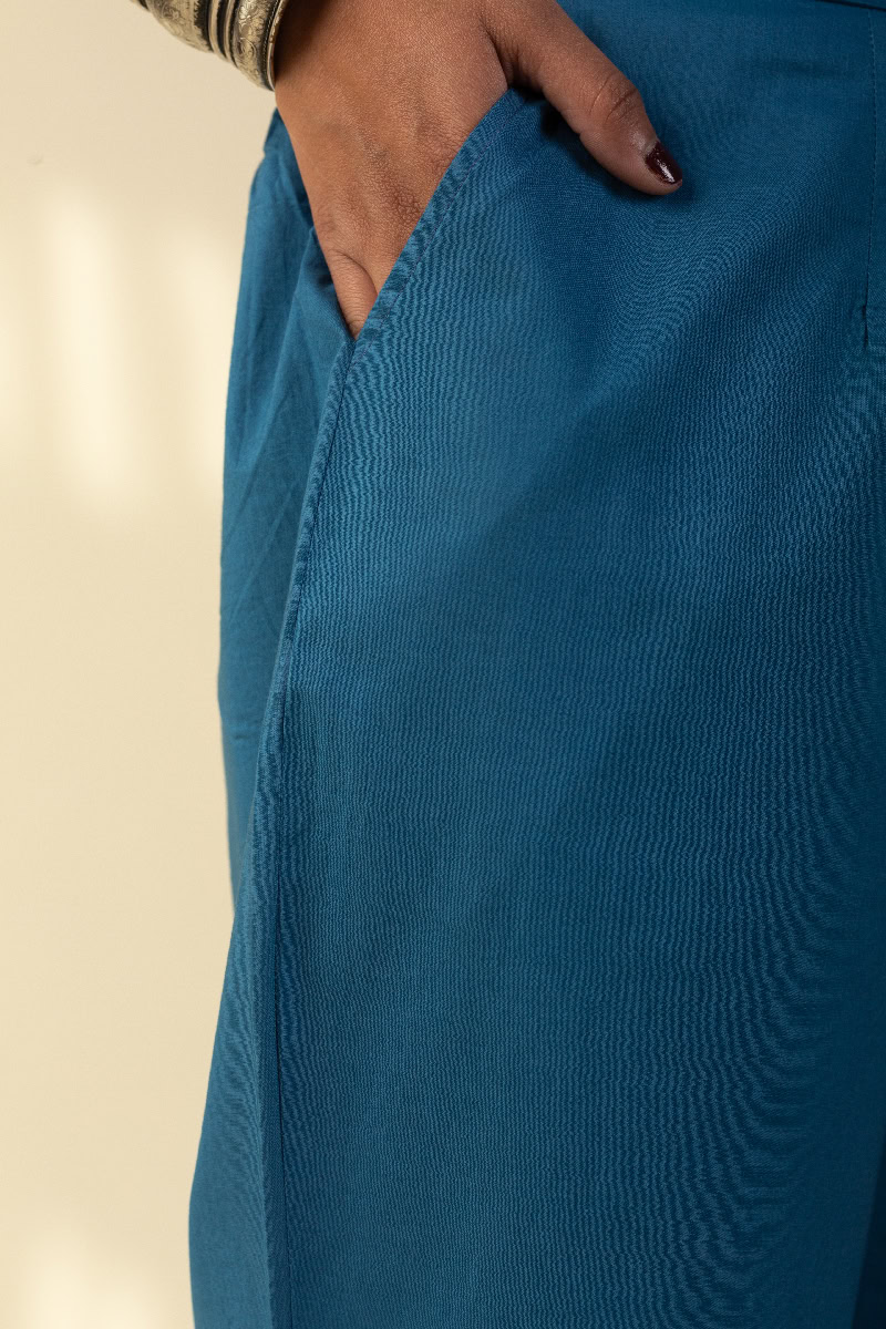 Image for Kusvaa Pnt006 Esha Cotton Poplin Pant Skyblue Closeup