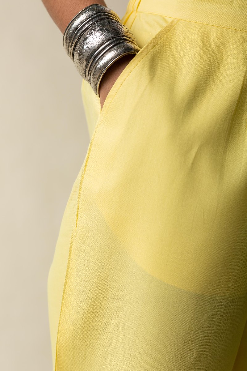Image for Kusvaa Pnt006 Esha Cotton Poplin Pant Yellow Front