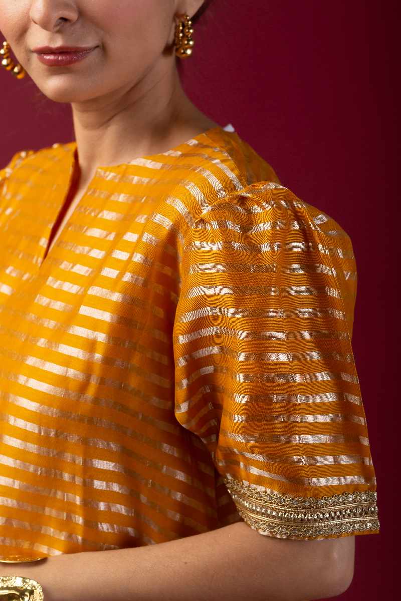 Image for Kusvaa Wkr026 Nandini Chanderi A Line Kurta Neck