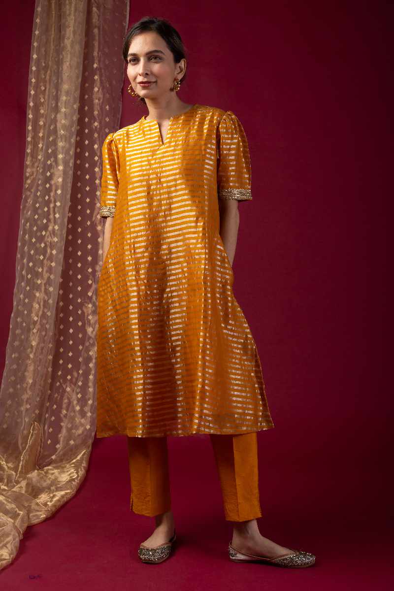Image for Kusvaa Wkr026 Nandini Chanderi A Line Kurta Side