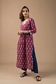 Image for Kusvaa Wkr027 Ira Cotton Blockprint Kurta Closeup 2