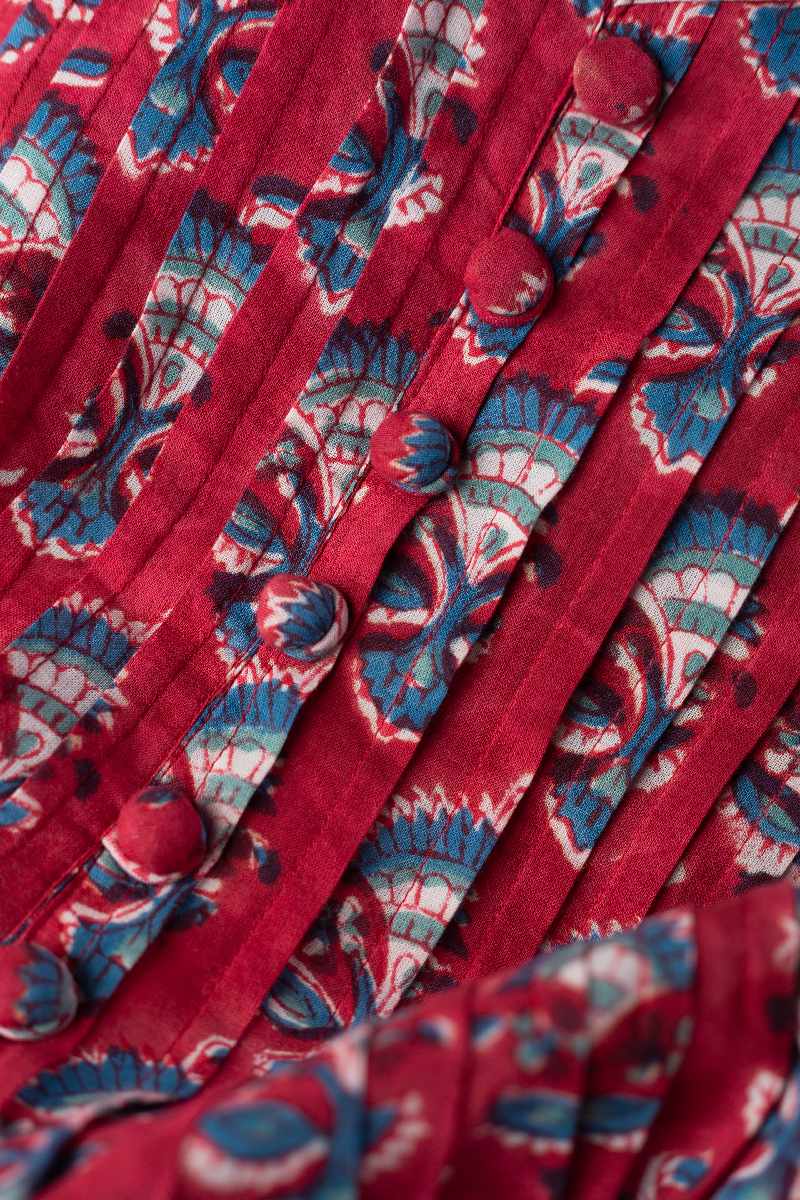 Image for Kusvaa Wkr027 Ira Cotton Blockprint Kurta Closeup