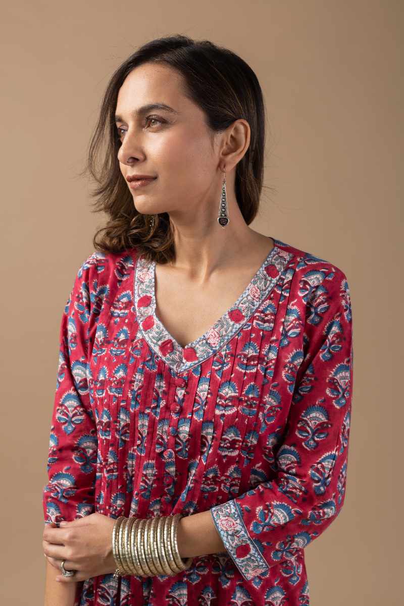Image for Kusvaa Wkr027 Ira Cotton Blockprint Kurta Featured
