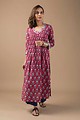 Image for Kusvaa Wkr027 Ira Cotton Blockprint Kurta Side