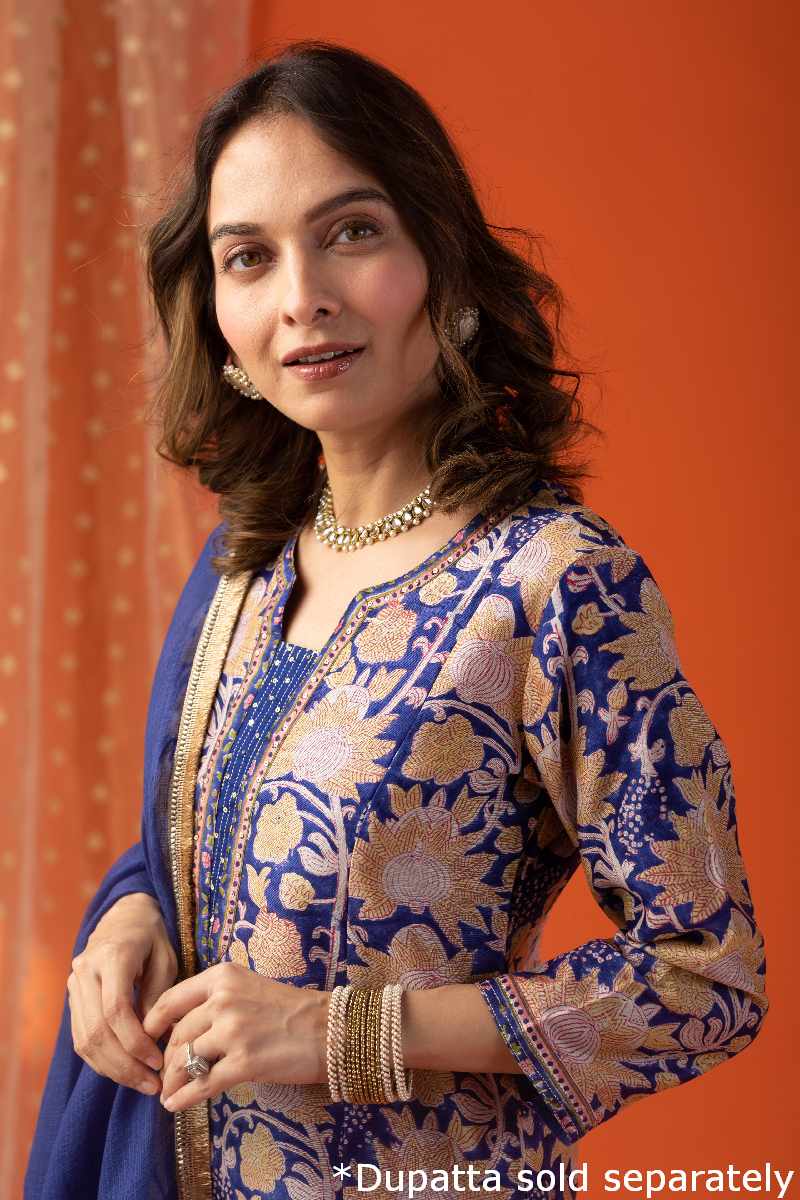 Image for Kusvaa Wkr028 Hyma Chanderi Straight Kurta Featured New