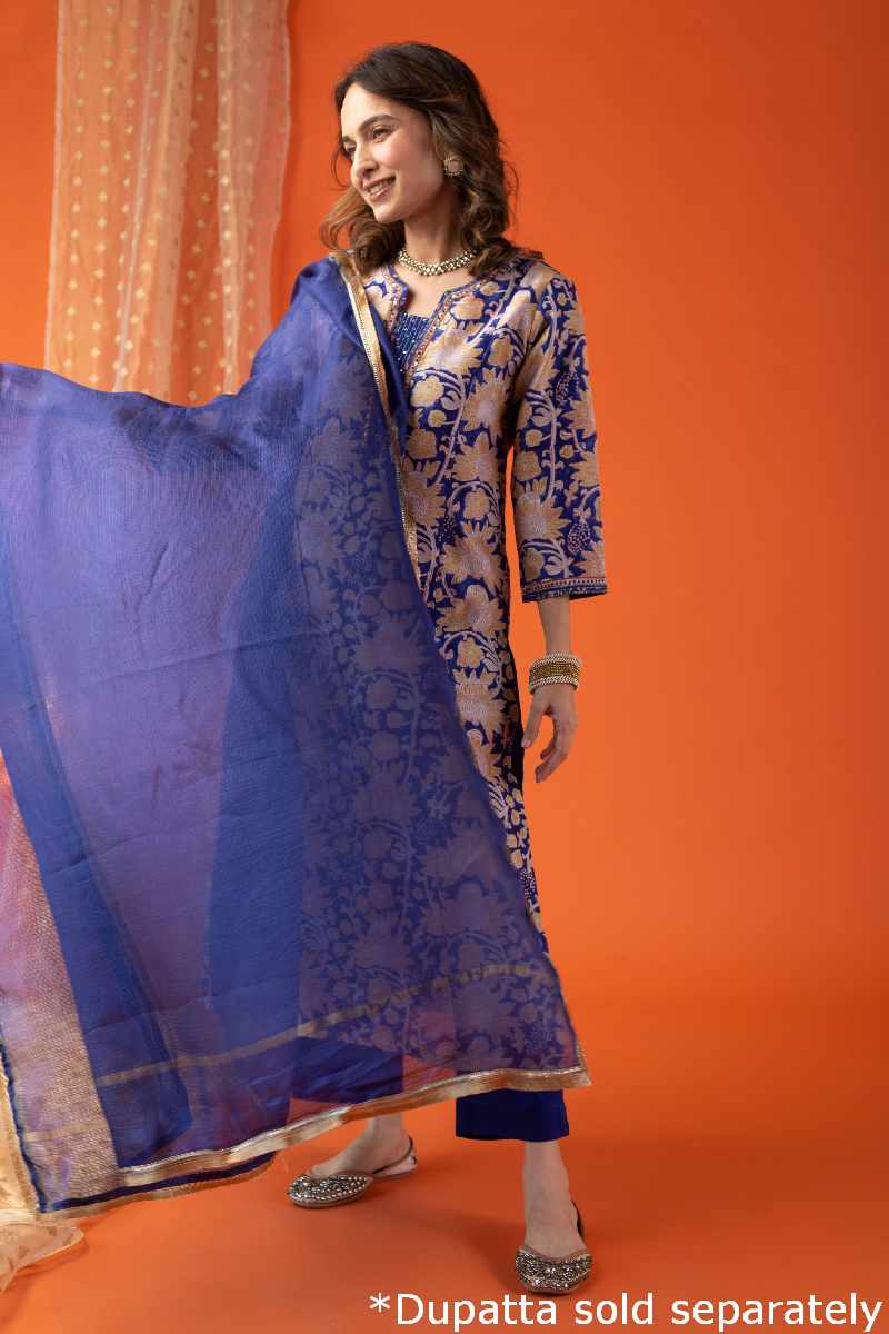 Image for Kusvaa Wkr028 Hyma Chanderi Straight Kurta Pattern New