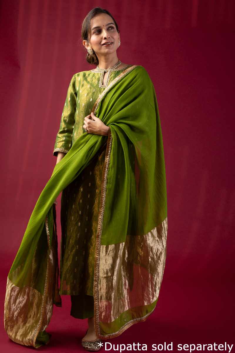 Image for Kusvaa Wkr029 Avani Straight Tissue Kurta Neck New