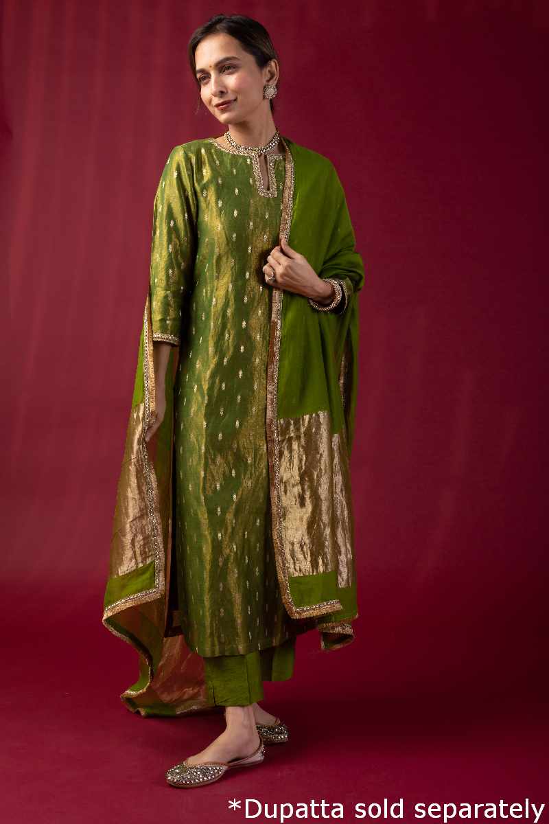 Image for Kusvaa Wkr029 Avani Straight Tissue Kurta Side New