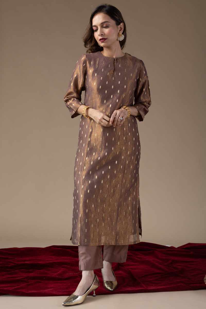 Image for Kusvaa Wkr030 Aadrika Chanderi Straight Kurta Back
