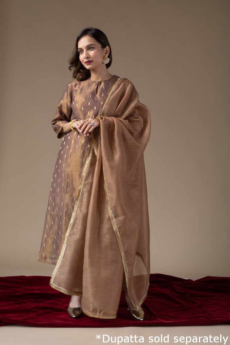 Image for Kusvaa Wkr030 Aadrika Tissue Straight Kurta Neck New