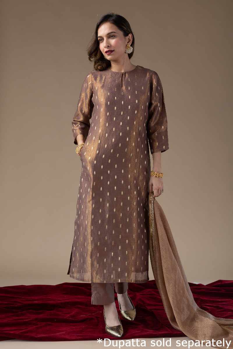 Image for Kusvaa Wkr030 Aadrika Tissue Straight Kurta Side New