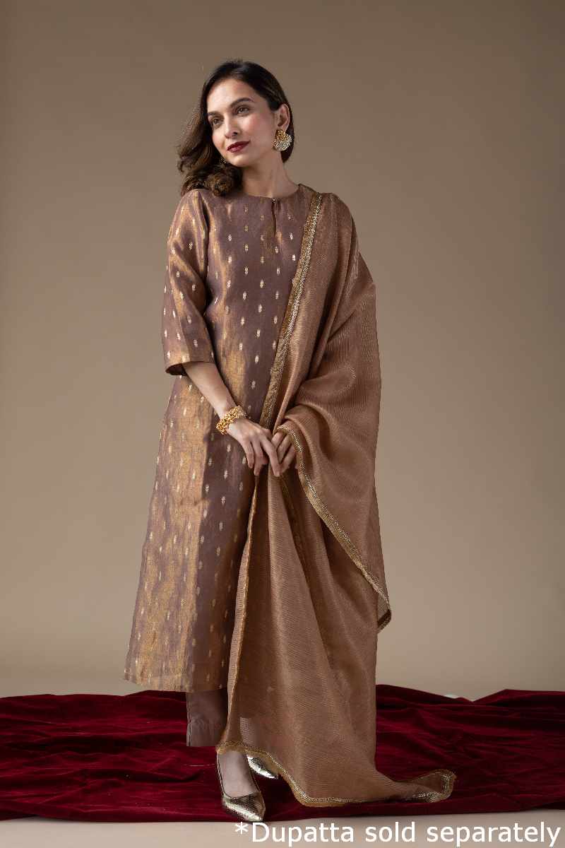 Image for Kusvaa Wkr030 Aadrika Tissue Straight Kurta Sleeves New