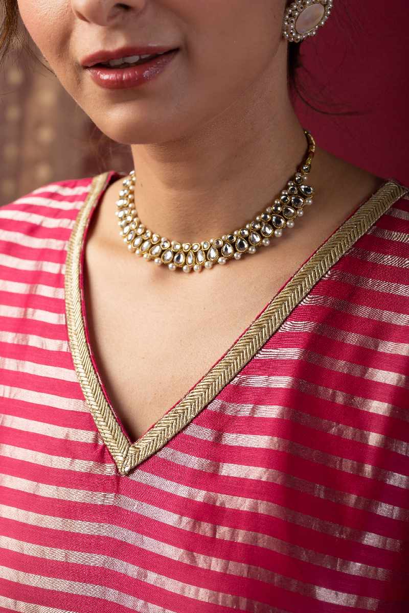 Image for Kusvaa Wkr031 Ekisha Chanderi Kaftan Closeup New