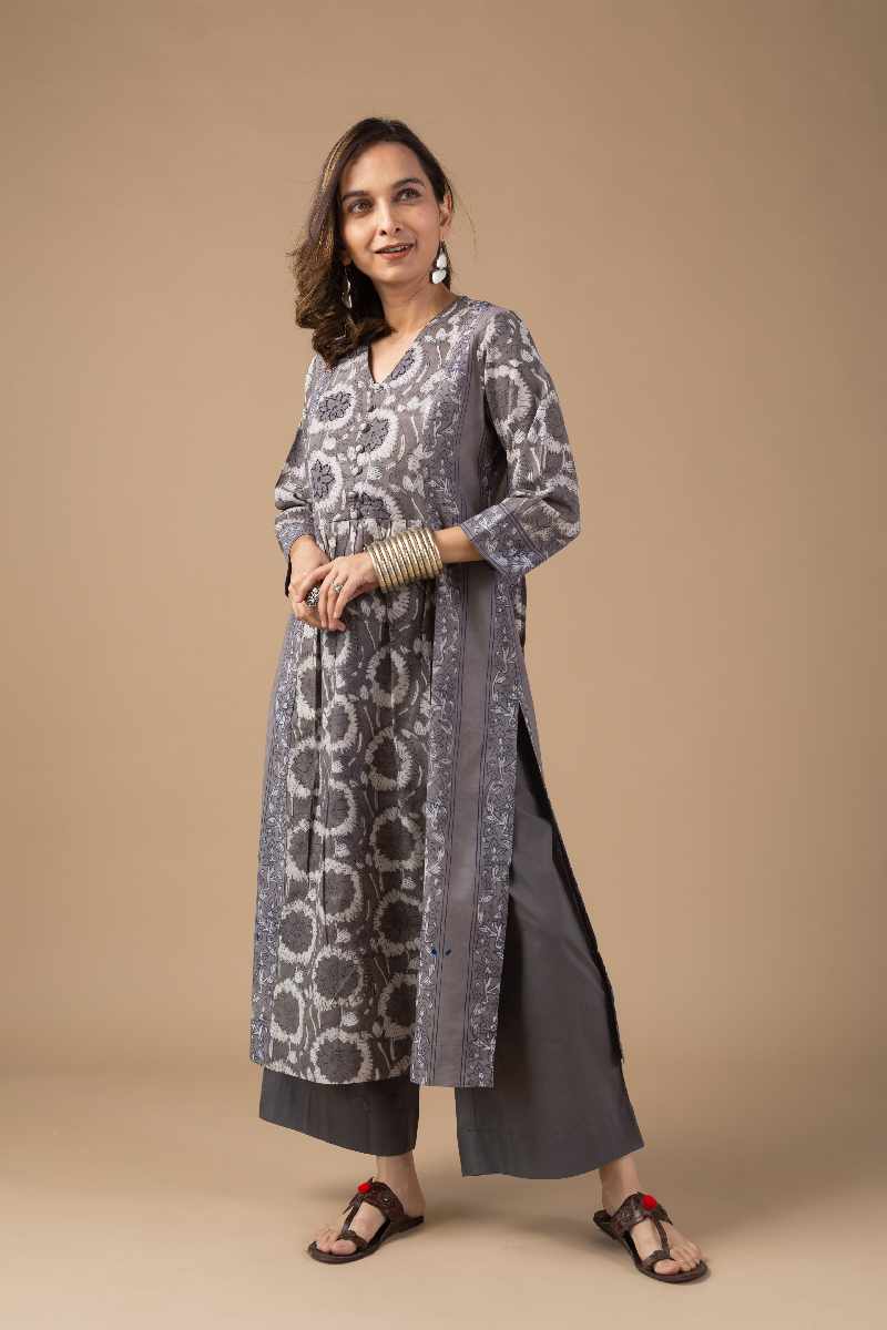 Image for Kusvaa Wkr032 Riona Cotton Handblock Kurta Back