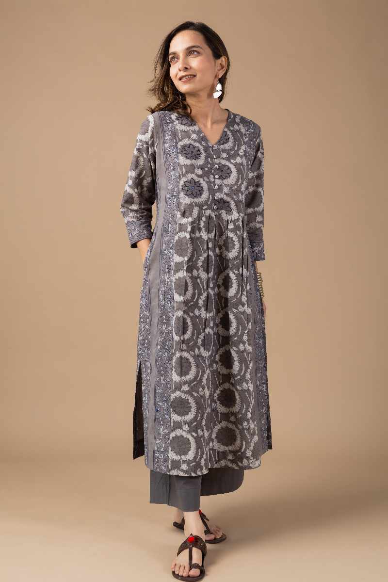 Image for Kusvaa Wkr032 Riona Cotton Handblock Kurta Front