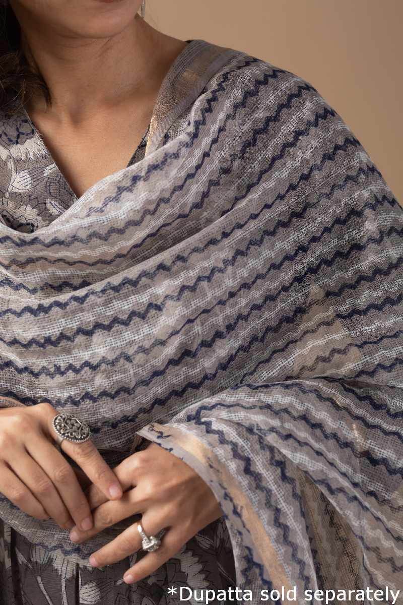 Image for Kusvaa Wkr032 Riona Cotton Handblock Kurta Neck New