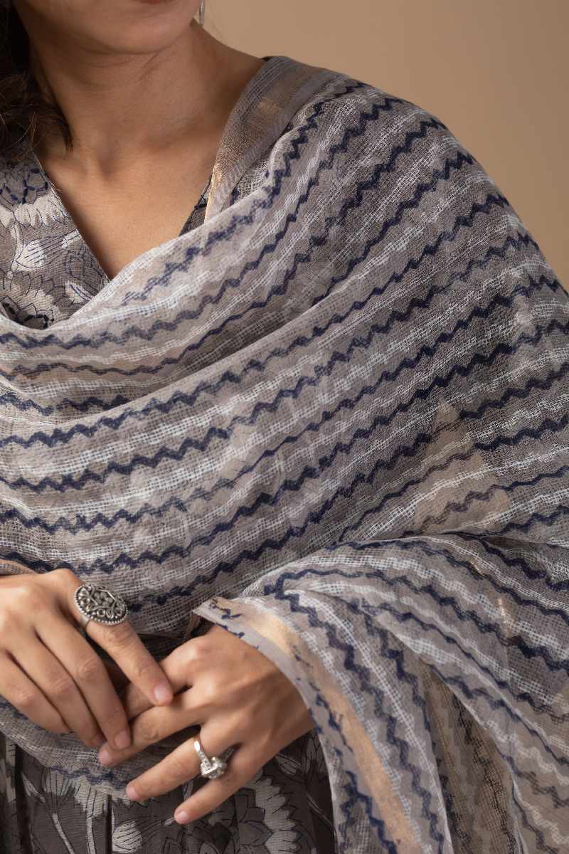 Image for Kusvaa Wkr032 Riona Cotton Handblock Kurta Neck