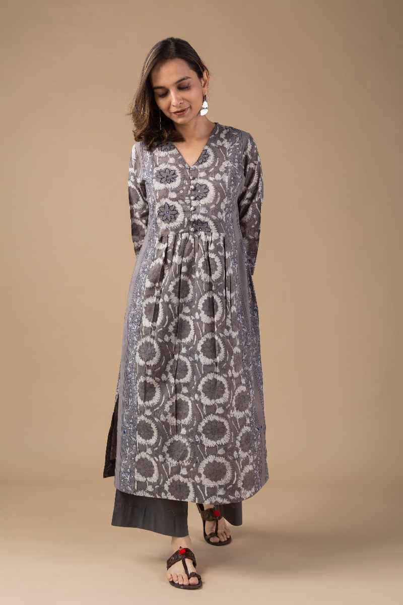Image for Kusvaa Wkr032 Riona Cotton Handblock Kurta Sleeves