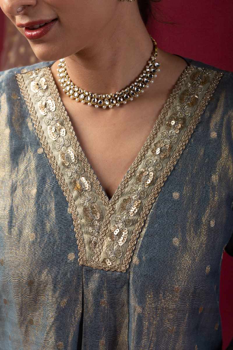 Image for Kusvaa Wkr034 Savya Tissue Kurta Closeup
