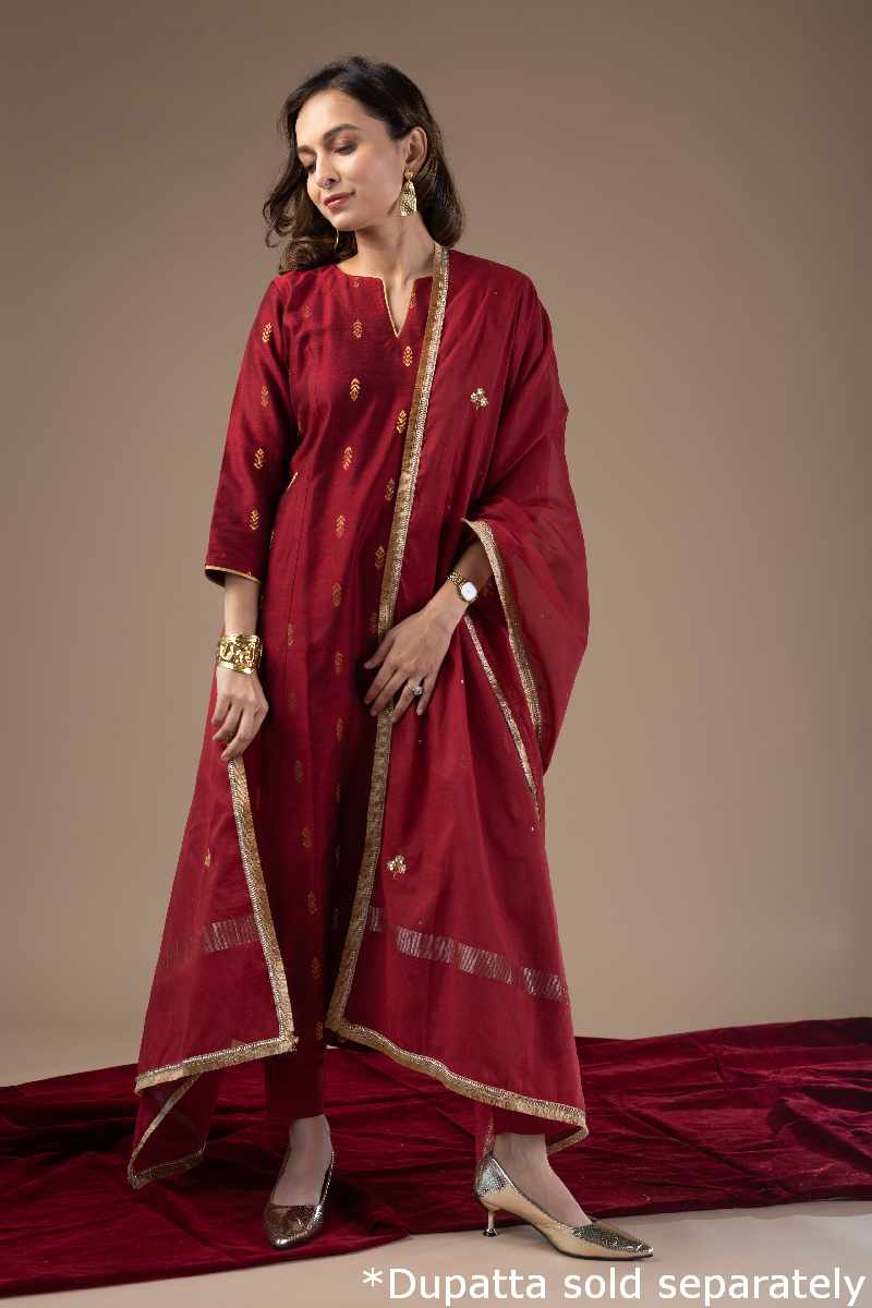 Image for Kusvaa Wkr035 Zayna Cotton Silk Kurta Front New