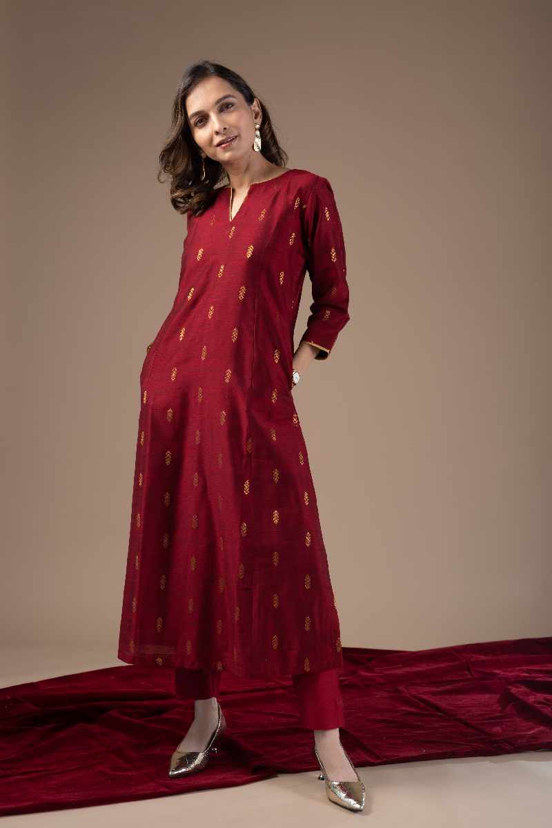 Image for Kusvaa Wkr035 Zayna Cotton Silk Kurta Side